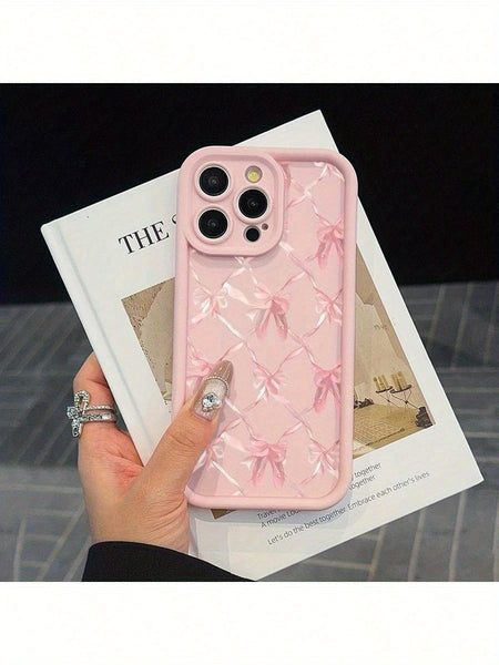 Adorable Phone Case with Bow Design, Compatible with Iphone 11 Through 16 Pro Max.