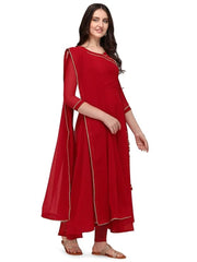 Estationeryhouse Women's Georgette Anarkali Kurta Kurti with Dupatta (Bottoms not Included)