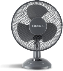 Schallen 9 Inch Portable Desk Fan Oscillating Table Fan Quiet Electric Cooling Fan 2 Speed Settings Desktop Air Circulator Home Office Bedroom Workstation Garage Small Table Fan Plastic Blade Safety Mesh Grill UK Plug Grey White or Black