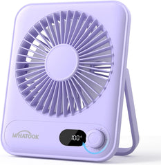 WHATOOK Mini Desk Fan USB: 2000Mah Rechargeable Ultra Quiet 1-100 Speeds Desktop Fans with LED Display, 3-10H Runtime, Child-Safe Grille Cooling Small Portable Table Fan for Home, Office & Travel