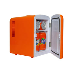 Coca Cola 4L Mini Fridge Fanta 6 Can Portable 12V Cooler / Warmer in Orange