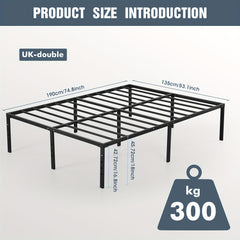Black Single/Double/King Size Metal Platform Bed Frame With Stable Metal Support And Underbed Storage, 35.56cm Height Mattress Foundation, No Box Spring Needed, Easy Assembly