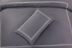 Embroided Baratta Stitch Duvet Cover Set with Matching Pillowcases - Ultra-soft Brushed Microfibre – Chic & Modern Design – Easy Care & Machine Washable