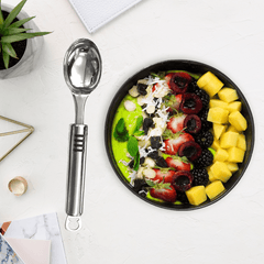 AEX Stainless Steel Ice Cream Spoon - Long Handle Scooper for Sorbet, Melon, & Dessert - Durable & Easy Clean - Versatile Kitchen Utensil for Ice Cream, Yogurt, Coffee, & More - Sleek Design - Perfect for Home, Restaurant, & Party
