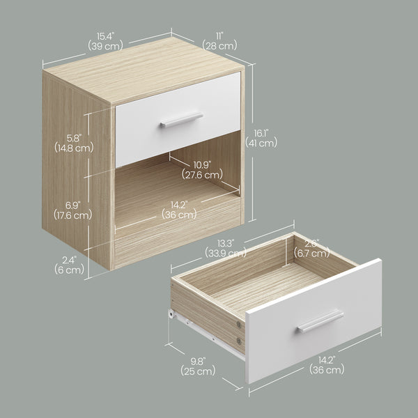 Bedside Table, Side Table with Drawer, Handle, Open Compartment,Easy Assembly, Perfect for Living Room or Bedroom