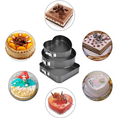 6pcs Cake Pan Set- Square/ Round/ Heart Baking Cake Mould, Carbon Steel Baking Mold with Removable Bottom, Non- Stick Pan, Baking Tools| Kitchen Accessories| Home Kitchenware