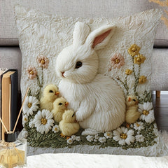 1pcs Pillowcases, Daisy & Chicken & Rabbit Pattern Design - Soft Polyester Zippered Cushion Suitable for Sofa Bed Pillowcases, Easter Decor, 45 X 45cm, (without Pillow Core)