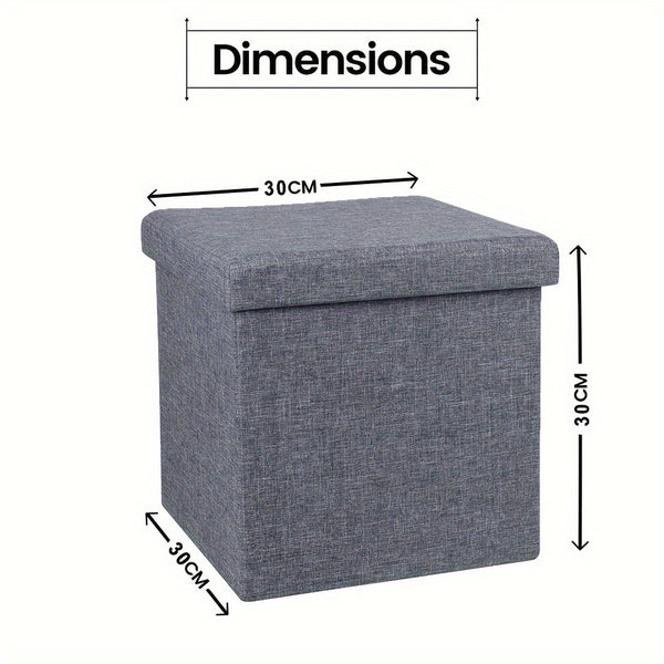 Gray Collapsible Storage Ottoman for Makeup, Seating, And Footrest Purposes