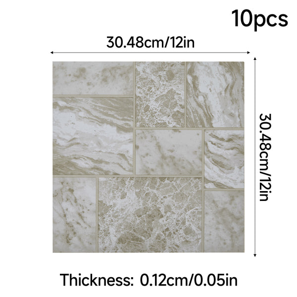 LIFE IDEAS Set of 10/30pcs Marble Effect PVC Floor Tiles - 12