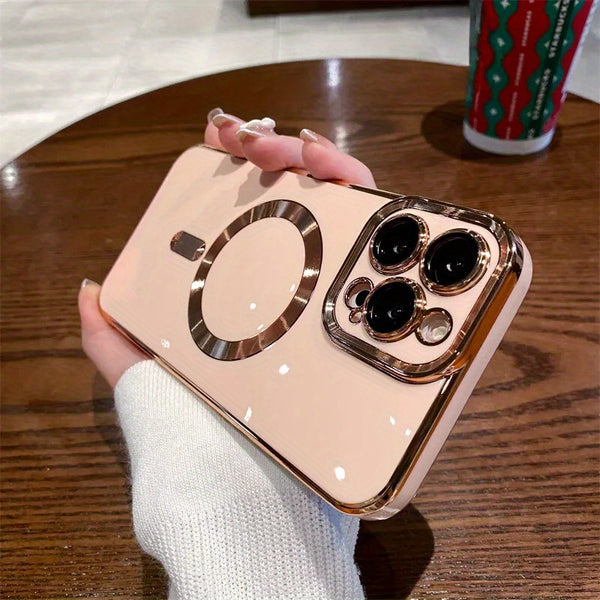 Luxury Magnetic Plating Frame Phone Case for Iphone 15 Pro Max, Compatible with Iphone Models 11, 12, 13, 14, 15, And 16 Plus, Designed to Protect The Lens.