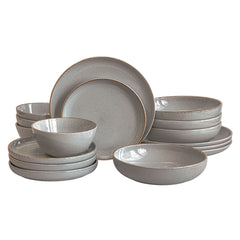 Over & Back Stoneware Dinnerware Set, 16 Piece in 2 Colours