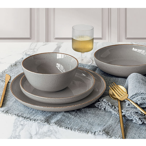 Over & Back Stoneware Dinnerware Set, 16 Piece in 2 Colours