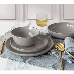 Over & Back Stoneware Dinnerware Set, 16 Piece in 2 Colours