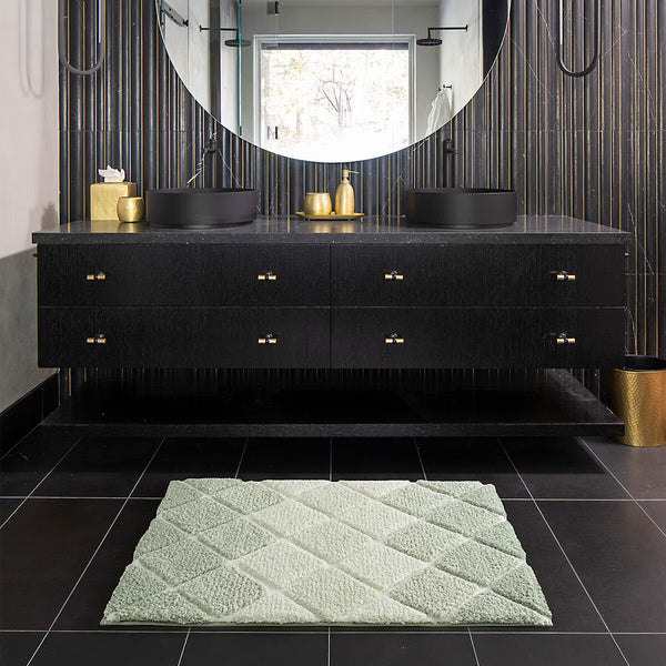 Mon Chateau Diamond Plush Bath Mat in Green, 60 X 91 Cm