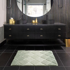 Mon Chateau Diamond Plush Bath Mat in Green, 60 X 91 Cm