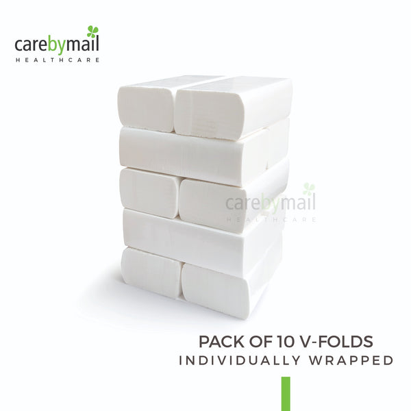 Interfold V-Fold Paper Hand Towels - 2-Ply Premium 2000 Sheets (10 Sleeves of 200 Sheets) | Sheet Size: 24cm x 21cm