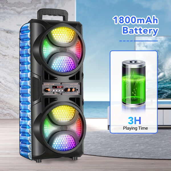 3000W Dual 16.51cm Portable Wireless PA Wireless Speaker -Wireless Speaker With Subwoofer, Wireless Speakers Loud Sound Powerful, Speaker Sound System, Karaoke Speaker System With Microphone, Remote Control, MP3/USB/SD, LED Battery Indicator Lights