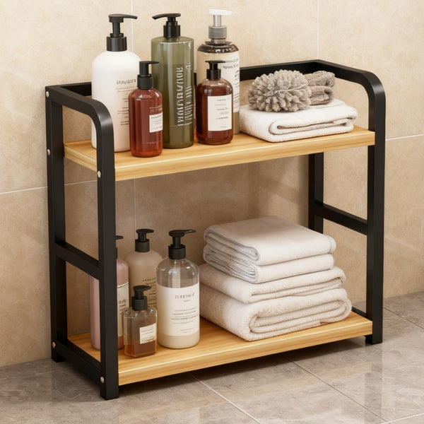 1pc 2 Tier Countertop Storage Rack, Spice Organizer, Countertop Storage Box, Accessories for Bedroom, Bathroom, And Kitchen, Home Storage And Organization, Utility Racks