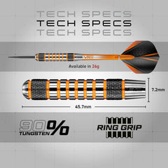 RED DRAGON Amberjack Series Darts Set with Flights and Shafts (Stems)