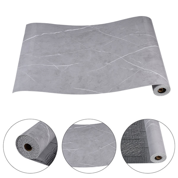 300CM x 60CM, 3D Marble Wall Tiles Roll, Self-Adhesive Foam Wall Stickers, Glossy Finish Grey Marble Effect Wallpaper Roll, PVC Marble Look Wall Tiles Stickers, Thickened Design, Living Room TV Backdrop Home Decoration Wall Panels, Peel and Stick, Easy to