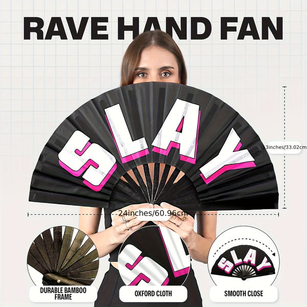 Large Folding Clack Fan - Loud Hand Fan for Raves, Halloween, Burlesque And Costume Parties - Plastic Cooling Fan for Women'S Rainbow Outfits, Festival Additions Suitable for Raves, Performances, Events