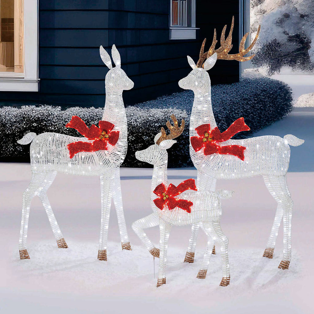 6ft (1.8m) Deer family with White LED Lights - Set of 3