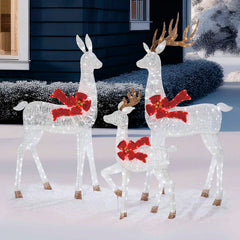 6ft (1.8m) Deer family with White LED Lights - Set of 3