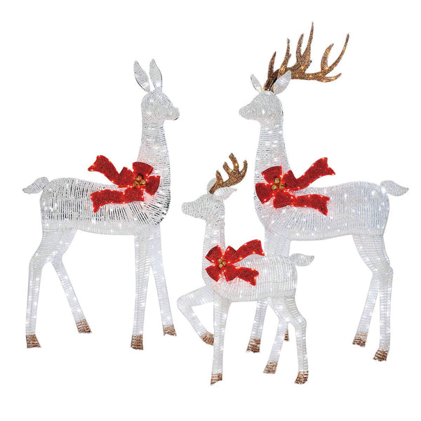6ft (1.8m) Deer family with White LED Lights - Set of 3