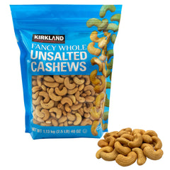 Kirkland Signature Unsalted & Roasted Cashews Bag, 1.13Kg