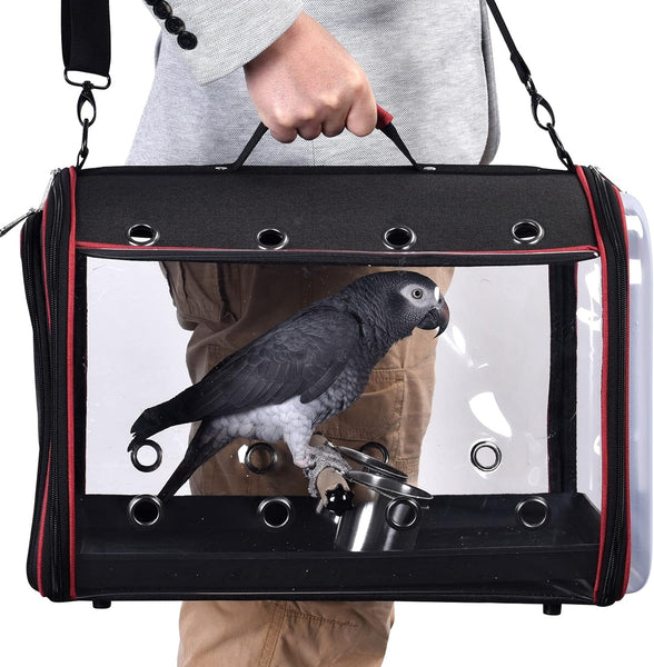 Colorday Lightweight Bird Carrier, Bird Travel Cage (Large 19 X 12 X 13, Black)