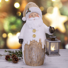 15 Inch (38cm) Christmas Woodchip Figures with LED Lanterns