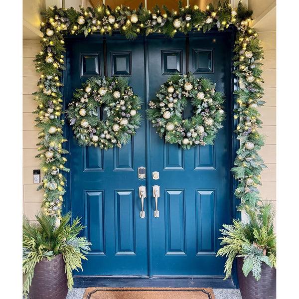 30 inch (76cm) Pre-Lit Decorated Wreath with 50 LED Lights
