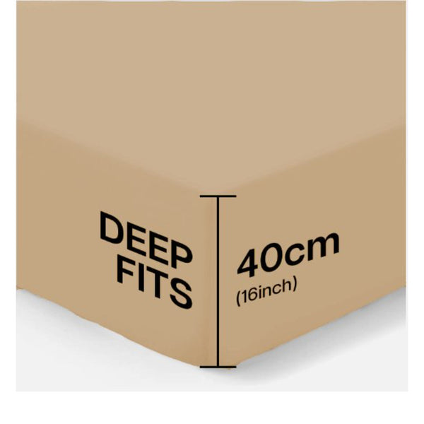 4B 40CM Extra Deep Fitted Sheets with All Around Elastic, Secure Fit for Thick & Pillow Top Mattresses, Wrinkle Resistant Bedding for Everyday Use, Easy Wash & Quick Dry, Smooth Finish for Modern Bedrooms, Durable Long Lasting Mattress Cover, Multiple Siz