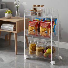 2/3/4-Tier Transparent Storage Cart - Multi-Functional Rolling Organizer with Wheels | for Bathroom, Kitchen, Laundry Room | Snack & Toiletries Holder (Easy Assembly)
