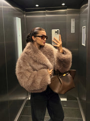 Faux Winter Warm Fashion Plush Top Short Coat for Women