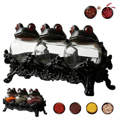3pcs Witch Frog-Shaped Spice Jars, with Frog Lids, Are Kitchen Storage Containers in A Retro Style. They Can Be Used to Store Spices, Herbs And Salt. They Are Unique Home Decorations And Storage Jars. for Halloween