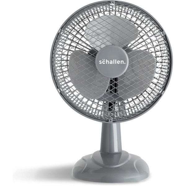 Schallen Grey Mini Table Fan Office Desk Home 6 Inch Small Electric Desk Fan Portable Air Cooling Fan Quiet Mini Desktop Fan with Tilt Function Worktop Office Home Bedroom PC Cooling Fan Compact Lightweight Air Circulator UK Plug Grey Black or White Porta