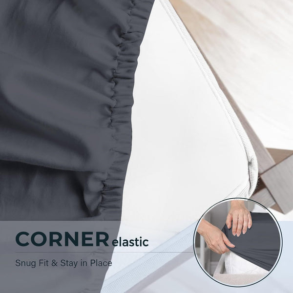 Microfiber Fitted Sheet Bed Sheet Hotel Quality Bedding Ultra Soft & Breathable Brushed Microfiber 25cm Deep Pocket Fitted Sheet