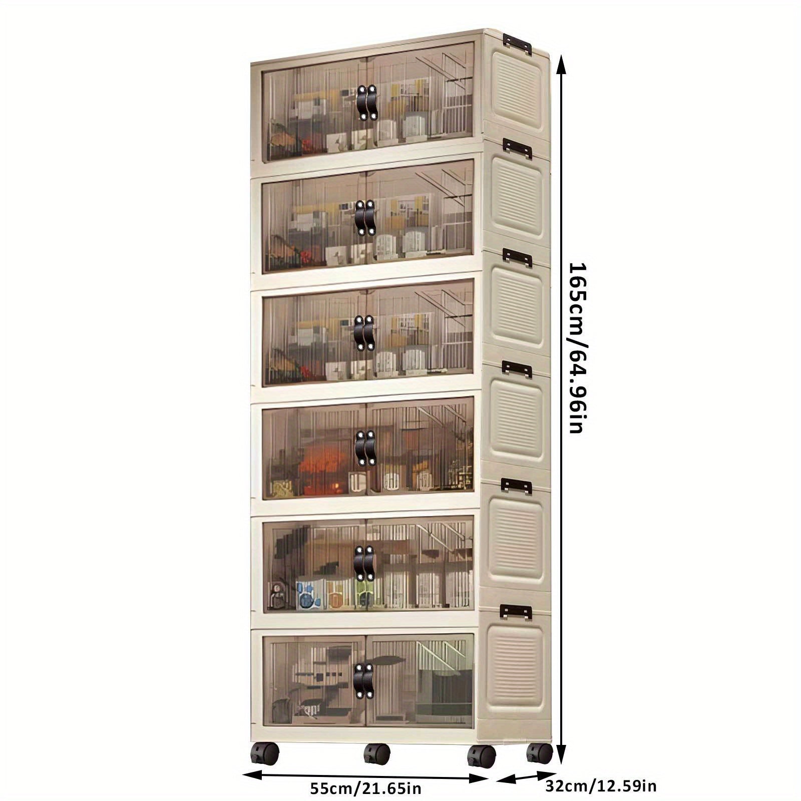 6 Tier Stackable Storage Bins with Lids And Double Doors, Large Capacity Plastic Organizer Containers with Wheels for Home And Office Wardrobe Organization, Storage Bins for Home Organization, Baskets, Bins & Containers for Home Organization