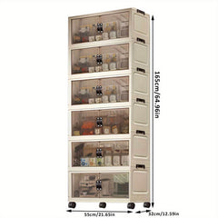 6 Tier Stackable Storage Bins with Lids And Double Doors, Large Capacity Plastic Organizer Containers with Wheels for Home And Office Wardrobe Organization, Storage Bins for Home Organization, Baskets, Bins & Containers for Home Organization