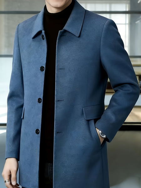 [Wanrenshan OBM] 2025 American Style New Men'S Casual Classic Versatile Solid Color Side Double Pocket Easy Design Handsome Dad Wrinkle-Resistant Non-Iron Single-Breasted Light Luxury Trench Coat