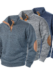 Men'S Long-Sleeve Casual Knit Shirt with a Stand Collar for Autumn And Winter, Suitable for Golf And Camping, Sold in a Set of Three