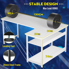 L Shaped Gaming Desk with Power Outlets Corner Computer Desk 110x80CM with Shelves Headphone Hook PC Table Workstation for Home Office Bedroom
