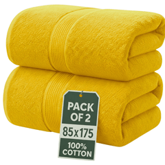 Set of 2 Jumbo Extra Large Bath Sheets – 85 x 175 cm Super Soft, Highly Absorbent, Quality Towels for Bathroom, Spa, Gym & Hotel Use
