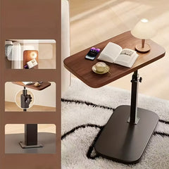 1pc 360 ° Flip Desktop Adjustable Height Small Table, Fashionable and Simple Metal Frame with Wooden Desktop Stable and Not Easy to Shake, Portable and Lightweight Side Table Snack Table - Home Office Desk Bedside Table, Essential for Drama Enthusiasts, H