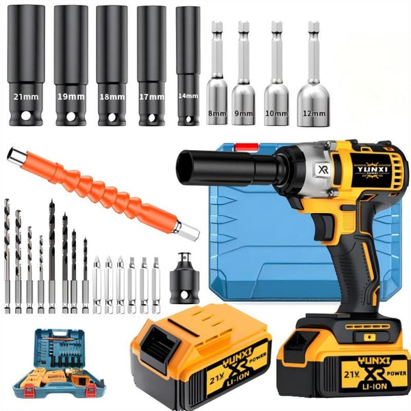 Wireless Electric Impact Wrench, Lithium Electric Wrench Set - Multifunctional Tool Set, Portable, Suitable For Car Maintenance, Furniture And Scaffolding Installation, A Gift Of Electric Tools For Husbands