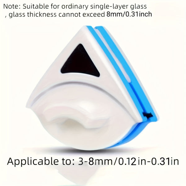 Magnetic Window Cleaning Tool with Dual Sides - a Reusable Glass Wiper Suitable for Single-Layer Glass Thickness of 3-8Mm, Featuring a White And Blue Design with a Hanging Loop, Requires No, Ideal for Home, Kitchen, Bathroom, Outdoor Use