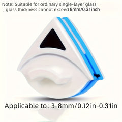 Magnetic Window Cleaning Tool with Dual Sides - a Reusable Glass Wiper Suitable for Single-Layer Glass Thickness of 3-8Mm, Featuring a White And Blue Design with a Hanging Loop, Requires No, Ideal for Home, Kitchen, Bathroom, Outdoor Use