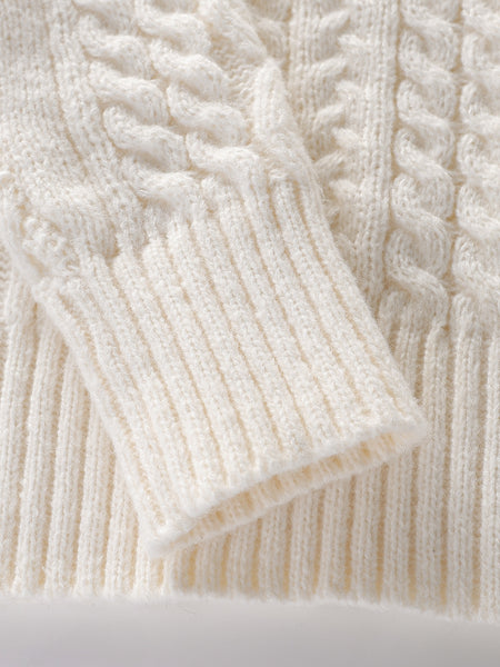 2025 Winter American Stand-Up Collar Half-Zip Knit Aran Sweater Mr. Pony Knitwear Pullover Card