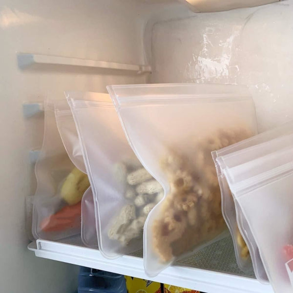 Set of 8 Dishwasher-Safe Reusable Bags, Leak-Resistant Freezer Bags, Ideal for Storing Food During Travel
